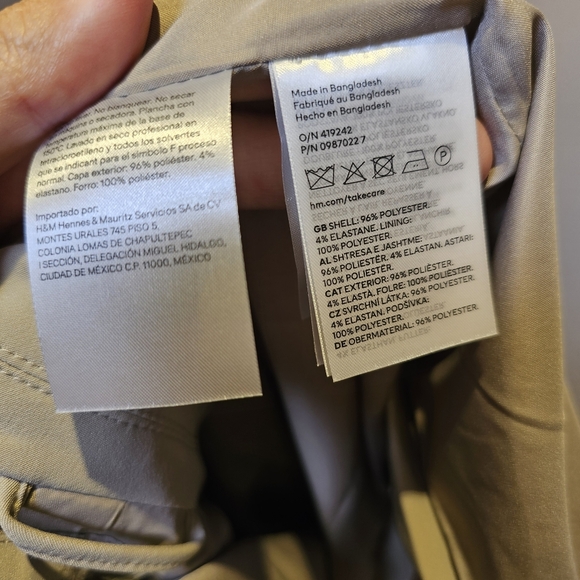 NWT H&M tan beige single breasted 1 button lined womens oversized blazer L US. - Picture 11 of 12